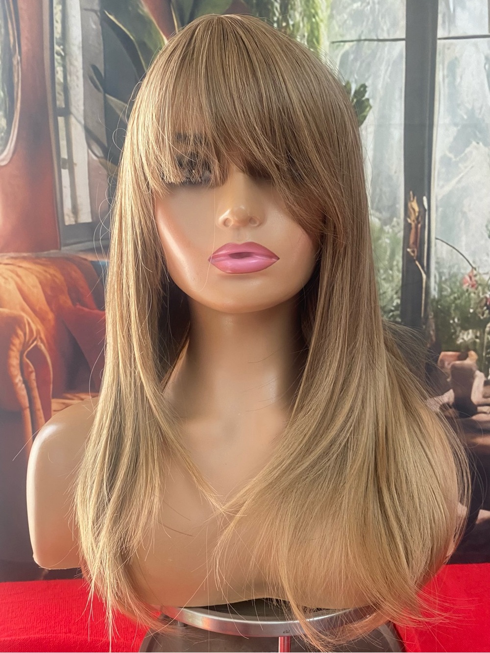 NEW STOCK Dark Blonde / beach Brunette Wig with bangs